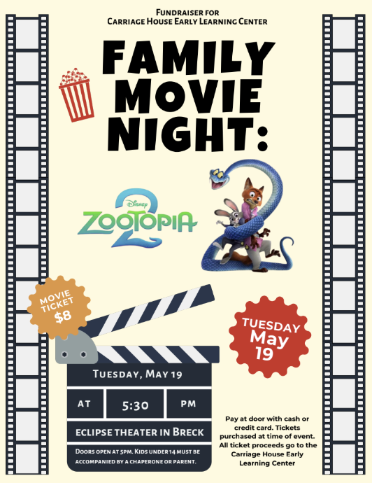 Family Movie Night With Carriage House Early Learning Center Zootopia 2